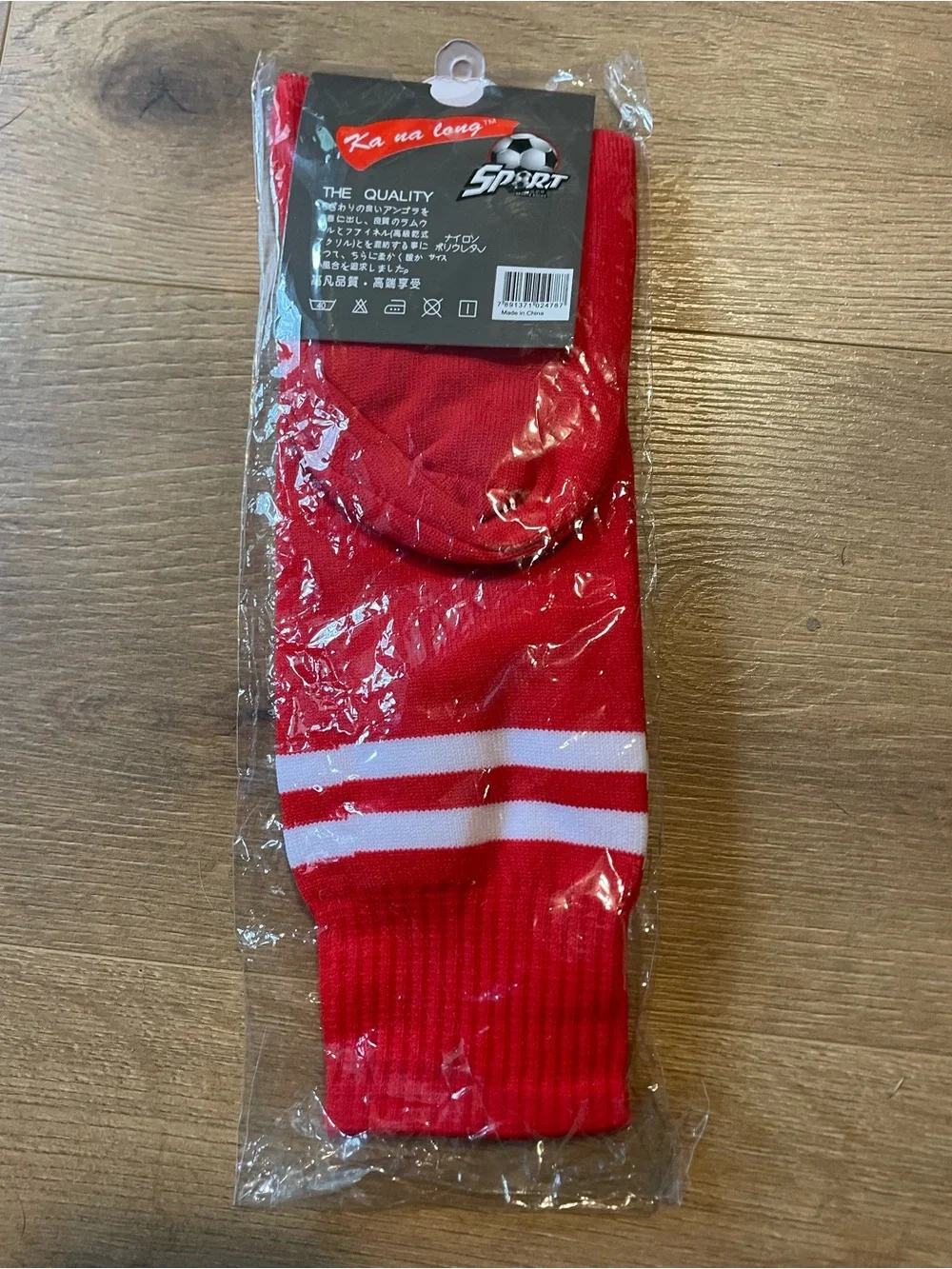 Sport Red Crew Athletic Socks White Stripes Youth Kids Football Soccer Size 8-10